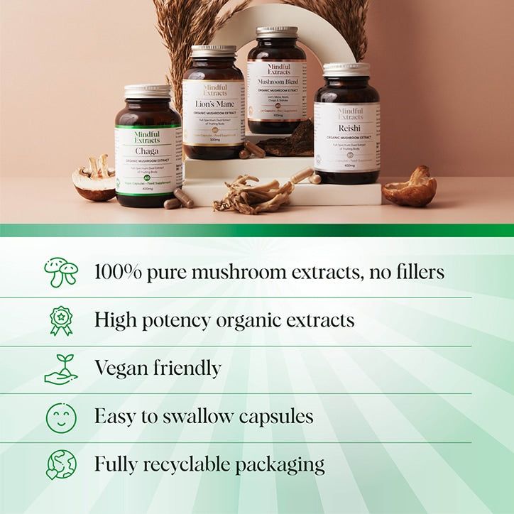 Mindful Extracts Organic Chaga Mushroom 60 Vegan Capsules