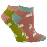 Miss Sparrow 2 Pairs Ladies Bamboo Trainer Socks 4-7 UK Rabbits / 2EA