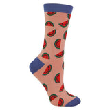 Miss Sparrow Womens Novelty Funny Fruit Socks 4-7 UK Watermelon (Pink) / 1EA