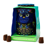 Monty Bojangles Midnight Prince Cat Tin Gift with Cocoa Nib Nights Cocoa Dusted Vegan Truffles 135g