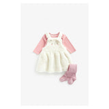 Mothercare Borg Pinny Dress, Bodysuit and Tights Set