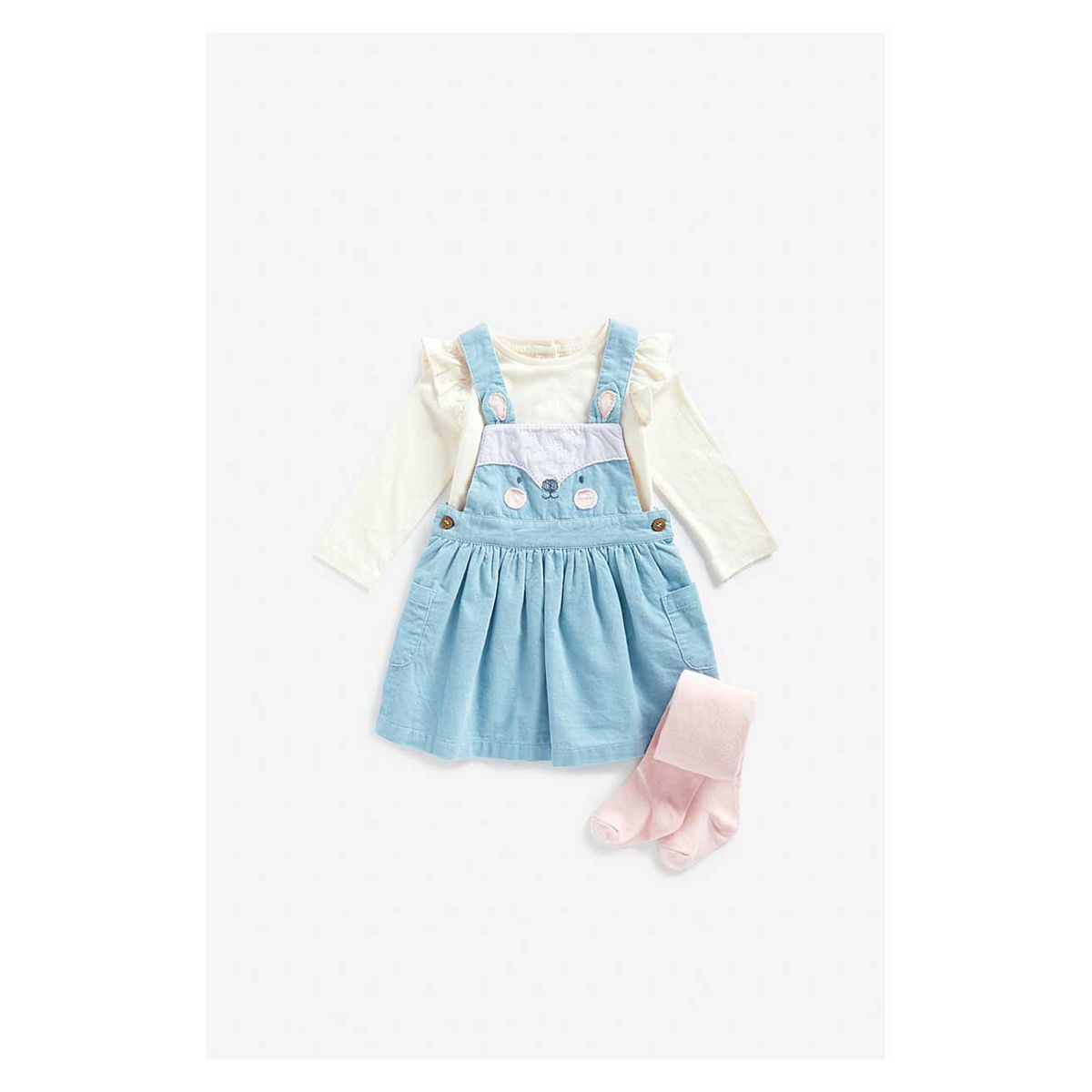 Mothercare Pinny Dress, T-Shirt and Tights Set