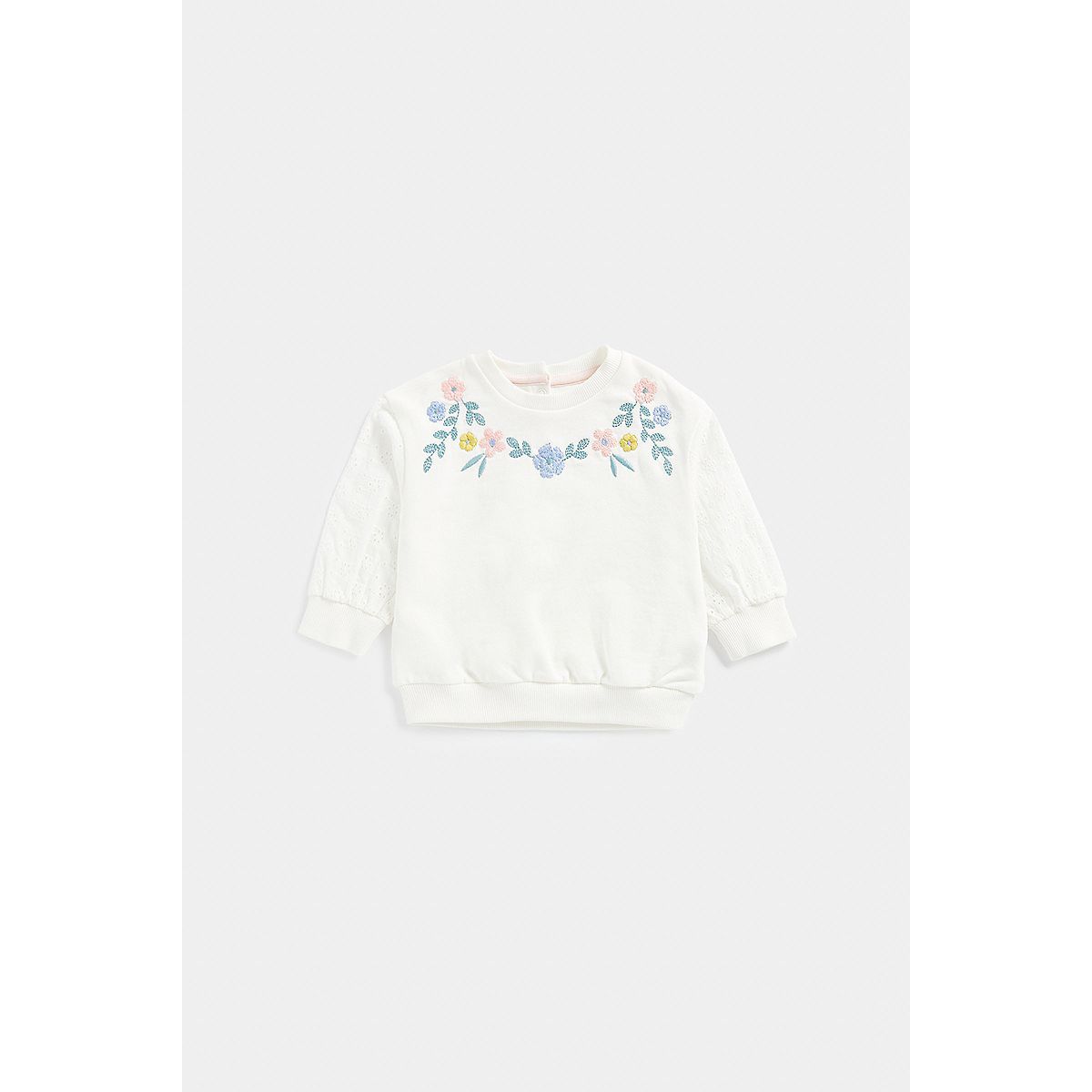 Mothercare White Broderie Sleeve Sweat Top