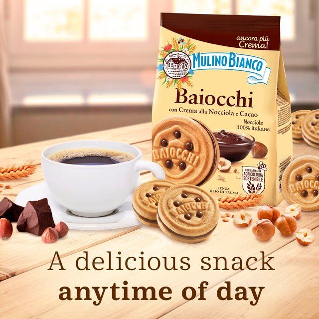 Mulino Bianco Baiocchi Biscuits with Hazelnut Cocoa Filling   260g