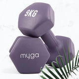 Myga Hexagonal Dumbbell - 9kg Pair