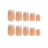 Nail HQ Long Square Pearly French Nails