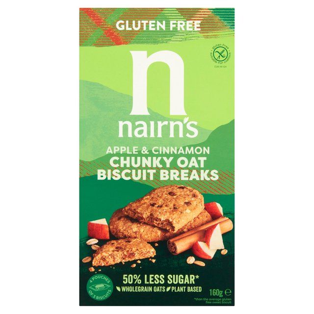 Nairn's Gluten Free Oats Apple & Cinnamon Chunky Biscuit Breaks 160g