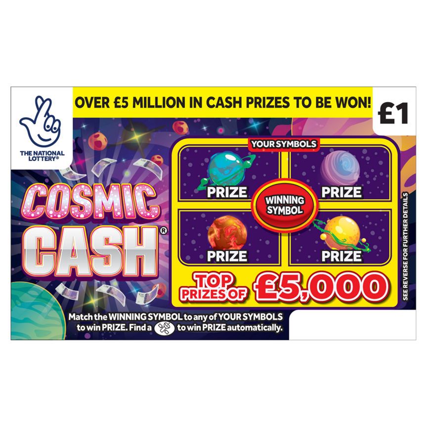 National Lottery £1 £5,000 Cosmic Cash Scratchcard Game
