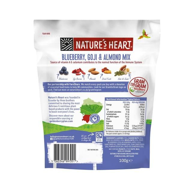 Nature's Heart Blueberry Goji & Almond Immune System Mix 100g