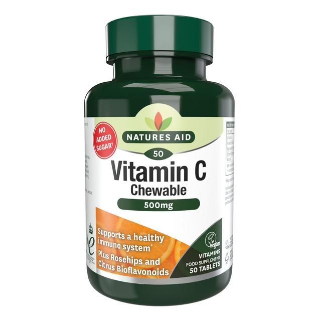 Natures Aid Chewable Vitamin C Supplement Capsules 500mg 50 per pack