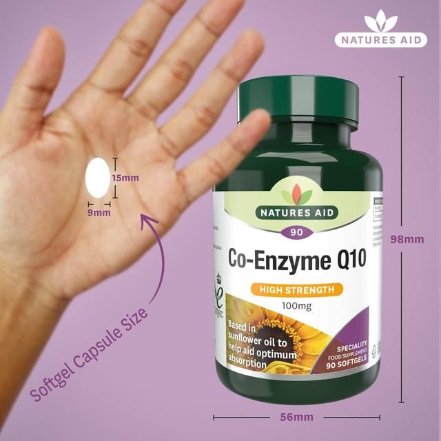 Natures Aid High Strength Co-Enzyme Q10 Supplement Soft Gels 100mg   90 per pack