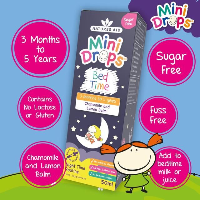 Natures Aid Mini Drops Bed Time (Chamomile & Lemon Balm)   50ml