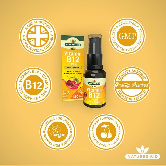 Natures Aid Vitamin B12 1000iu Oral Spray (Cherry Flavour) 30ml