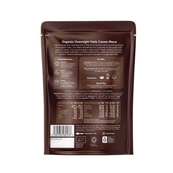 Naturya Cacao Maca Organic Overnight Breakfast Oats 300g