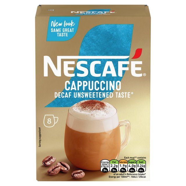 Nescafe Gold Decaff Cappuccino Unsweetened Instant Coffee 8 Sachets 8 per pack