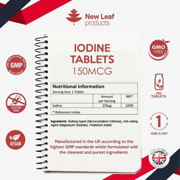 New Leaf Iodine Tablets 150mcg Vegan Thyroid Support