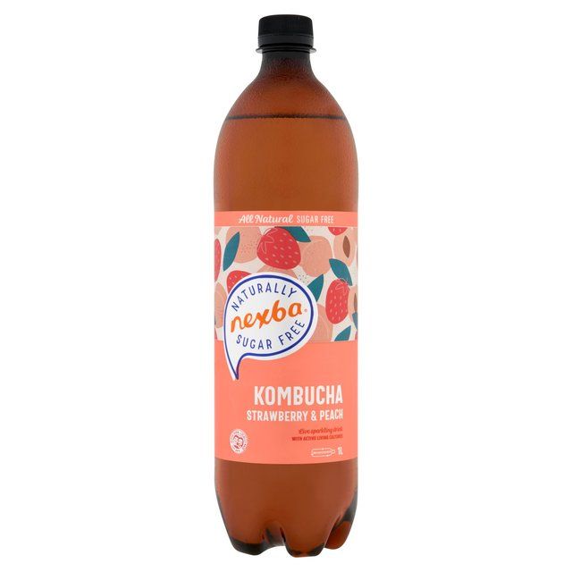 Nexba Naturally Sugar Free Strawberry & Peach Kombucha 1L