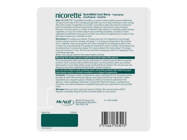 Nicorette® QuickMist Berry 1mg Mouthspray Duo (Stop Smoking)