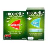 Nicorette Starter Bundle: Nicorette Invisi 25mg Patch 7s & Icy White 2mg Gum 105 Pieces