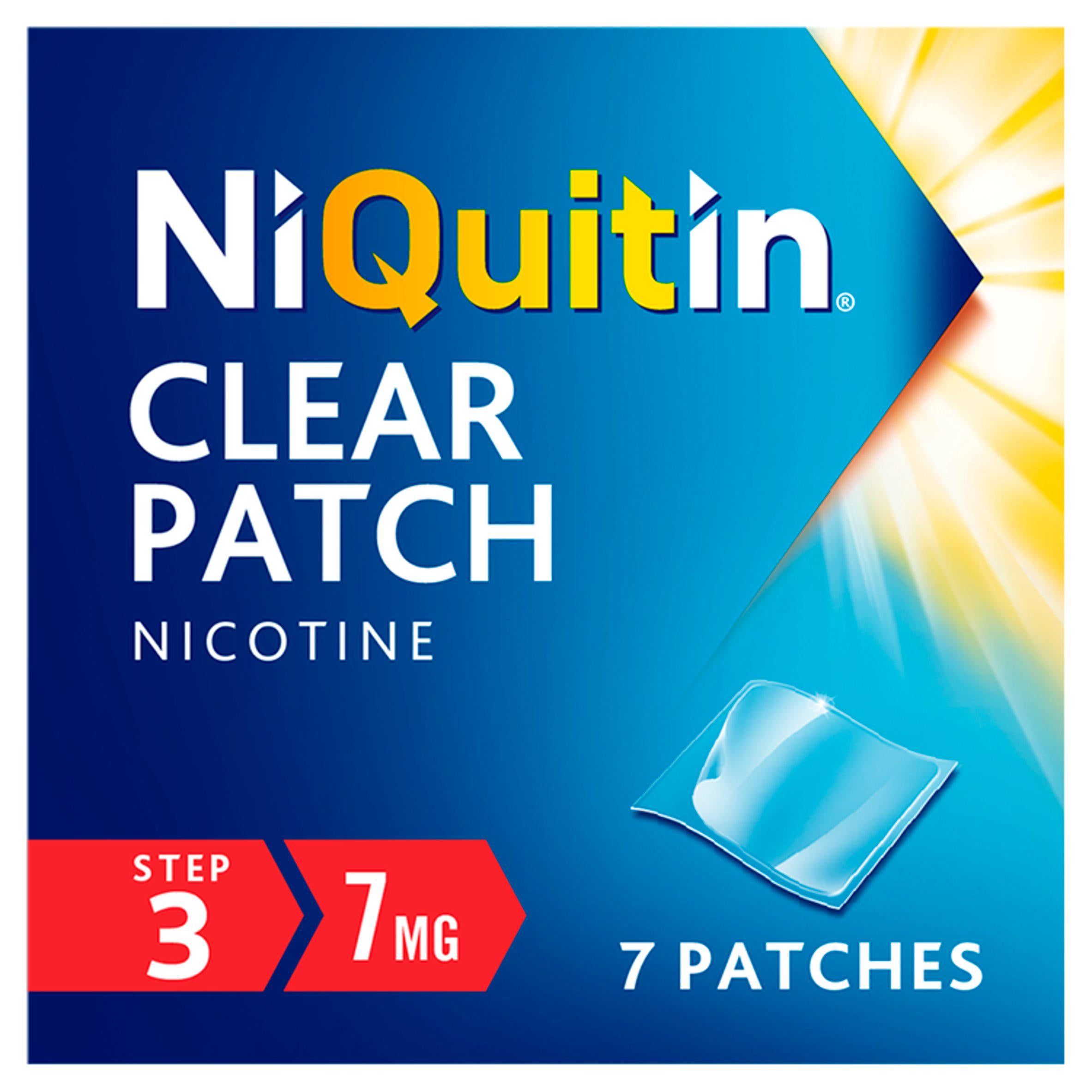 NiQuitin Clear Patch Step 3 Quit Smoking Aid - 7 Nicotine Patches for 1 Weeks Treatment 7mg