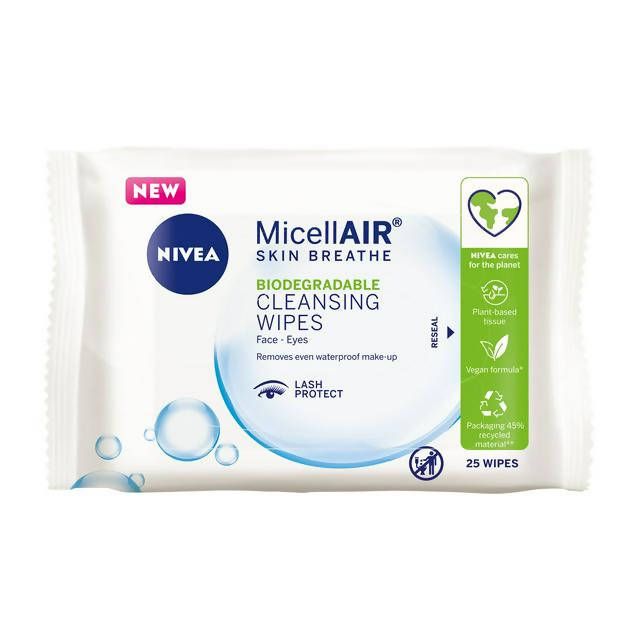 Nivea Biodegradable Micellar Cleansing Face Wipes x25