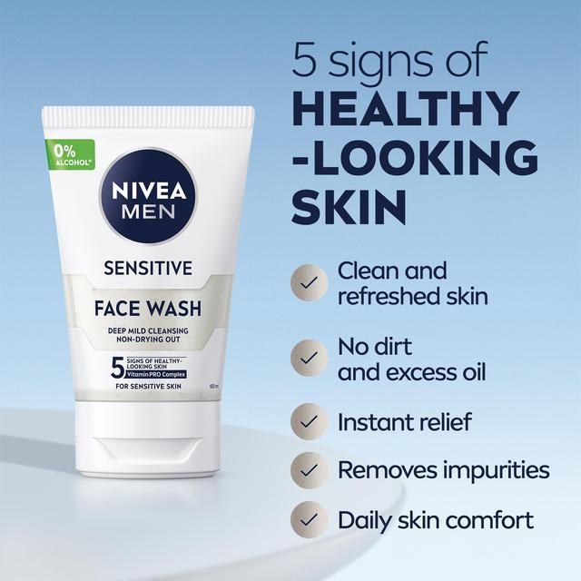NIVEA MEN Sensitive Face Wash with 0% Alcohol 100ml