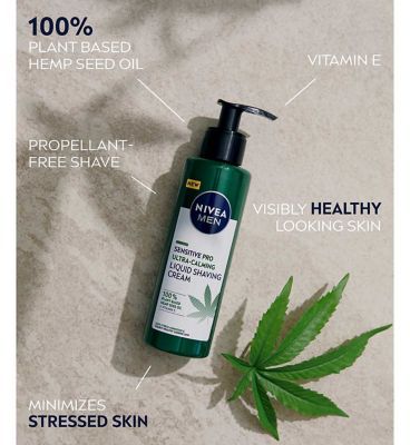 NIVEA Men Sensitive Pro Ultra Calming Liquid Shaving Cream with Hemp Oil, 200ml