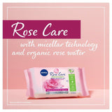 NIVEA Rose Care Biodegradable Micellar Face Wipes with Organic Rose Water 2 x 25 per pack