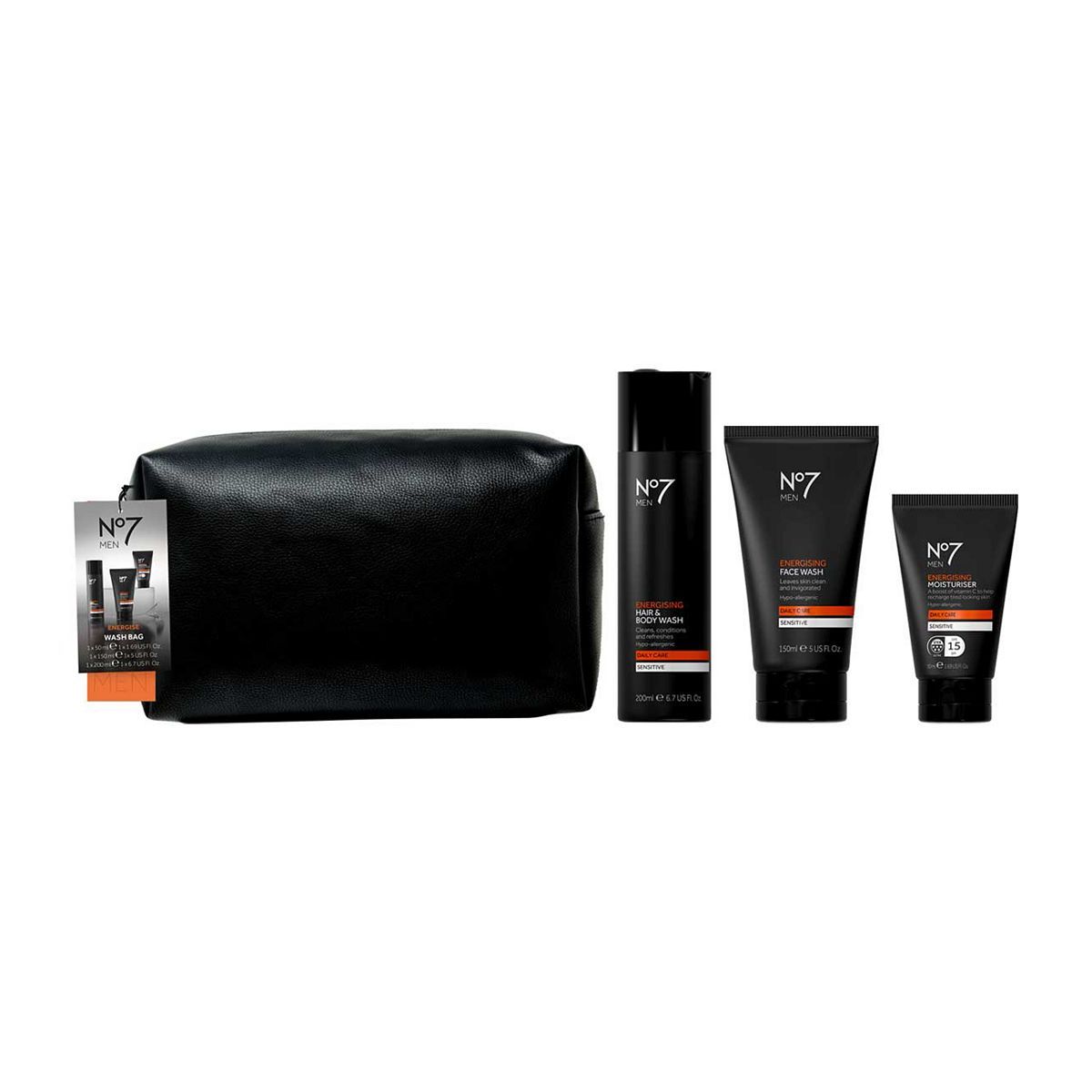 No7 Men Energise Wash Bag 4 Piece Set