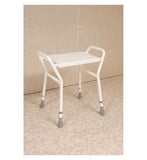 NRS Healthcare Height Adjustable Shower Stool with Handles, White