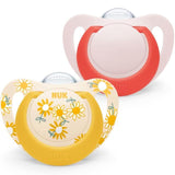 NUK Star Soother 6-18m Red & Yellow 2 Pack   2 per pack