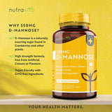 Nutravita D-Mannose 550mg High Strength - 120 Vegan Capsules