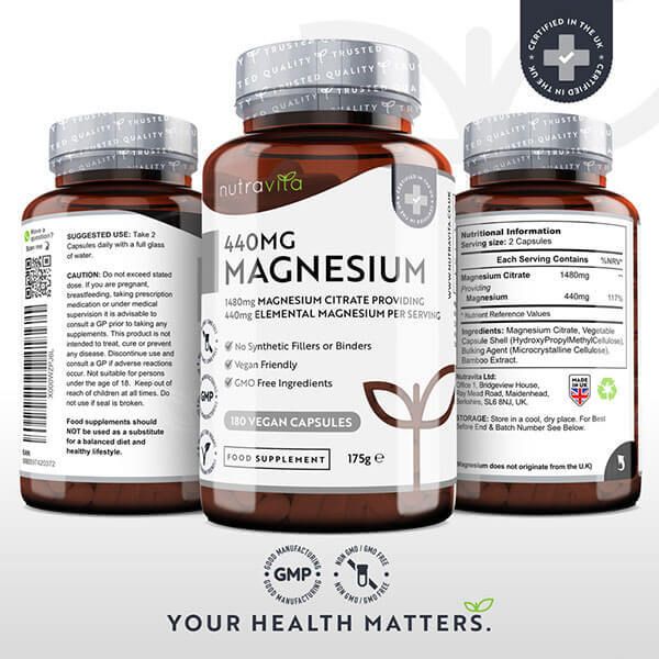 Nutravita Magnesium Citrate 1480mg - 180 Vegan Capsules