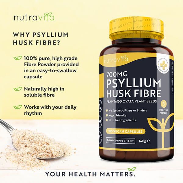 Nutravita Psyllium Husk Fibre 700mg - 180 Vegan Capsules