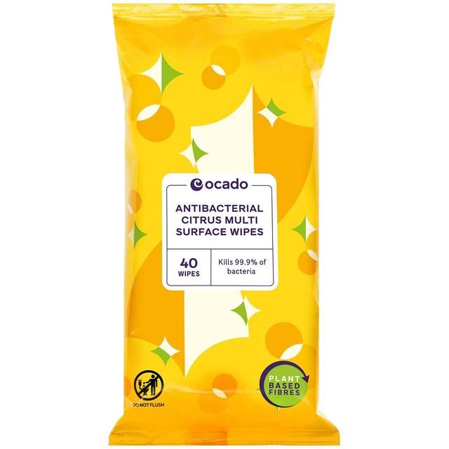 Ocado Antibacterial Multi Surface Citrus Wipes 40 per pack