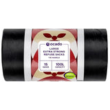 Ocado Large Black Extra Strong Refuse Sacks 15 per pack