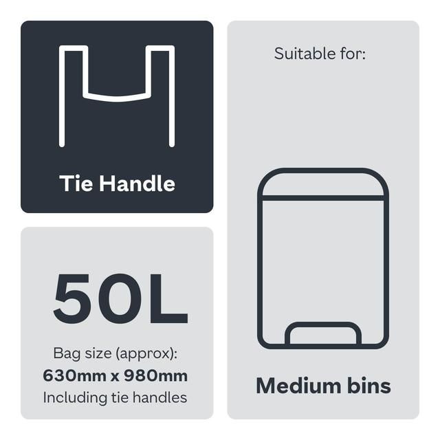 Ocado Medium Swing Bin Liner Tie Handles 50L 30 per pack