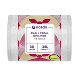 Ocado Small Tie Handle Pedal Bin Liners 25L 30 per pack