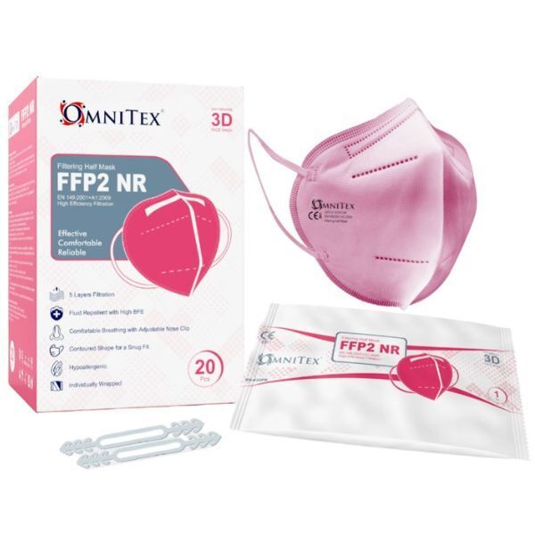 Omnitex FFP2 Face Mask - Pink 20pk (Individually Packed)