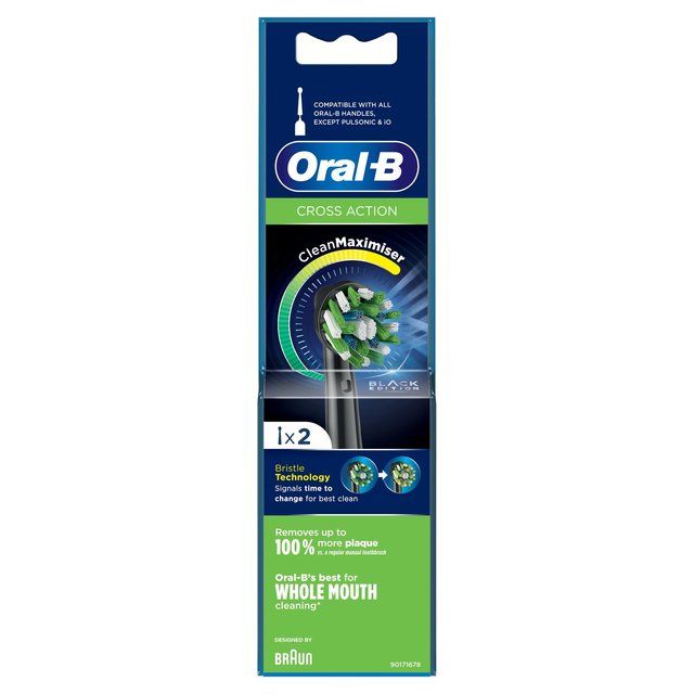 Oral B Crossaction Toothbrush Heads Black 2 per pack