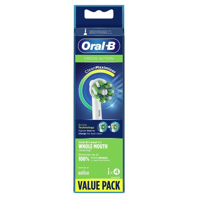 Oral-B CrossAction Toothbrush Heads - White 4 per pack