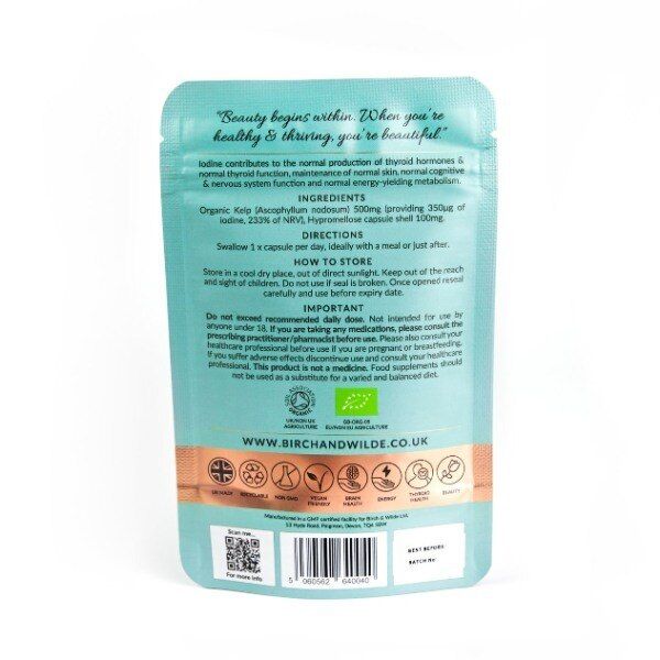 Organic Sea Kelp (Natural Iodine) Pouch - 60 Capsules