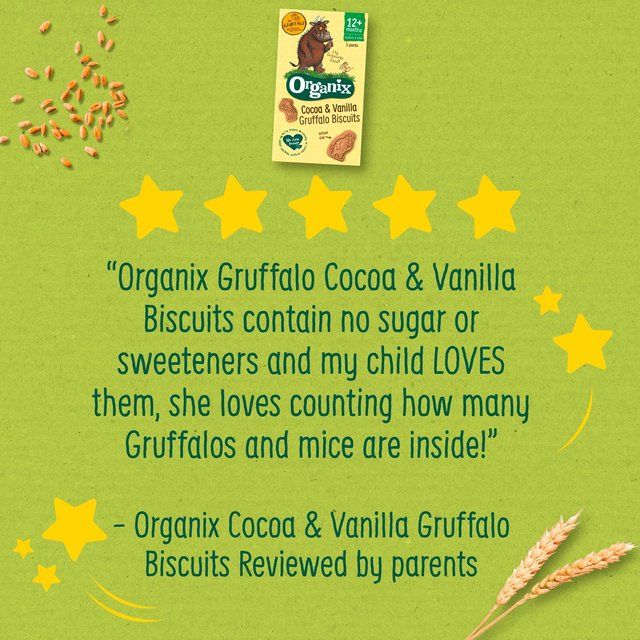 Organix Cocoa & Vanilla Organic Gruffalo Biscuits 12 mths+ Multipack   5 x 20g