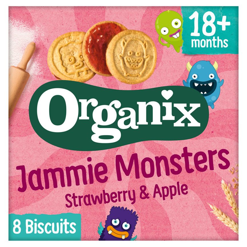 Organix Jammie Monsters Organic Jam Toddler Snack Biscuits Multipack 8x8g