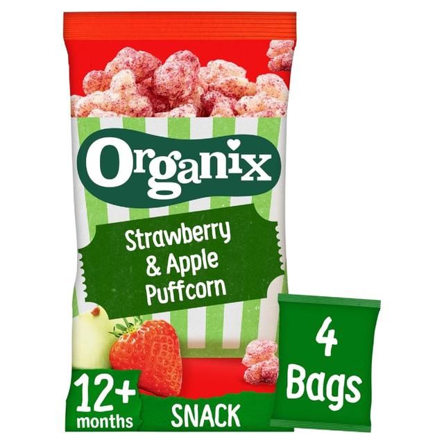Organix Strawberry & Apple Puffcorn 12 months toddler snack 4 x 10g