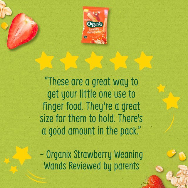 Organix Strawberry Weaning Wands Organic Baby 6 months+ snack   25g