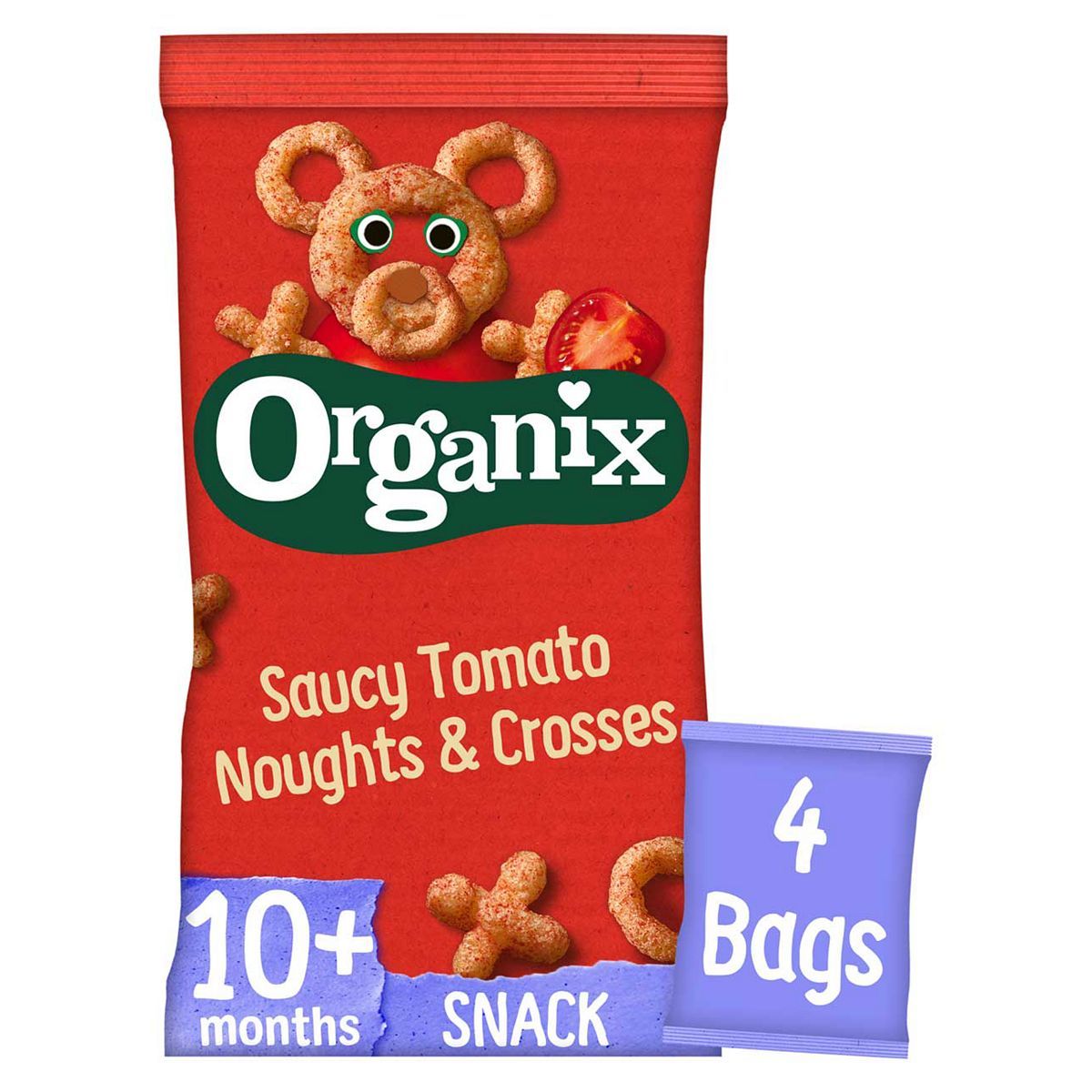 Organix Tomato Noughts & Crosses Toddler Snack Corn Puffs Multipack 4x15g