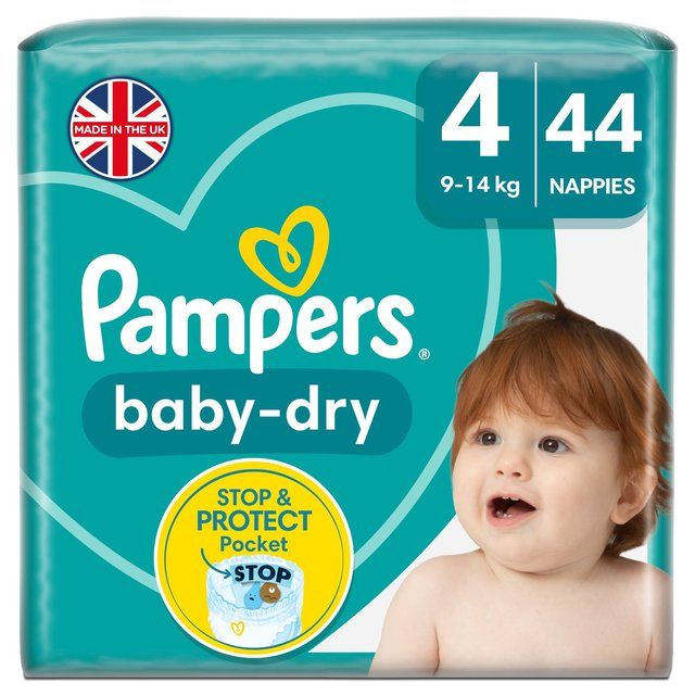Pampers Baby-Dry Nappies Size 4 (9-14kg) Essential Pack 44 per pack