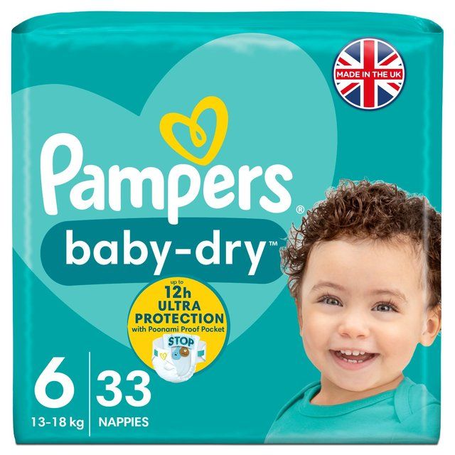 Pampers Baby-Dry Nappies Size 6 (13-18kg) Essential Pack 33 per pack