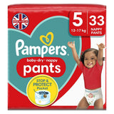 Pampers Baby-Dry Nappy Pants Size 5, 33 Nappies, 12kg-17kg, Essential Pack